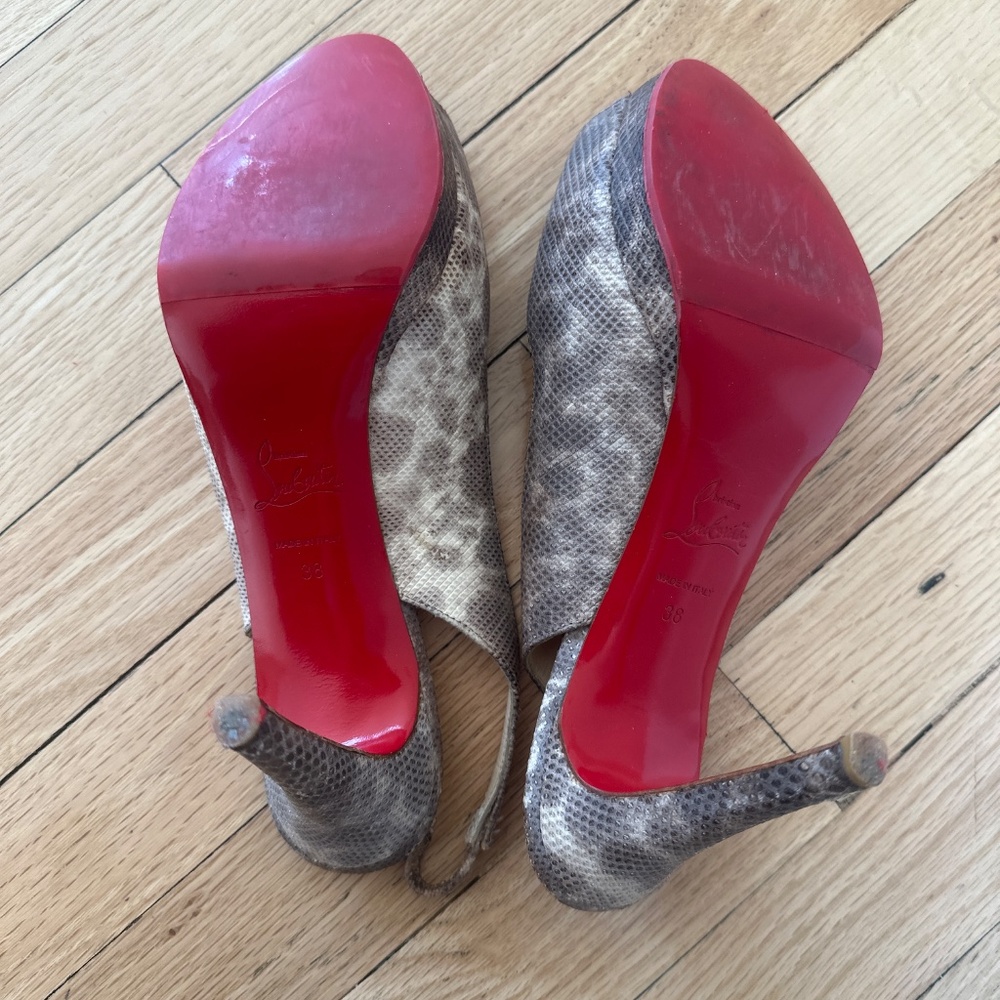 Christian Louboutin Python Embossed Slingback Hee… - image 5